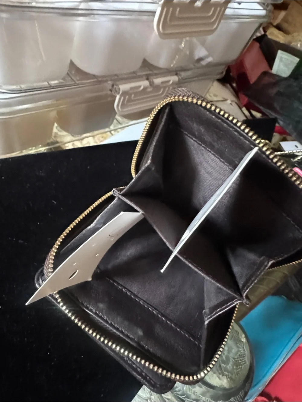 Gucci Black Embossed GG Leather Compact Wallet